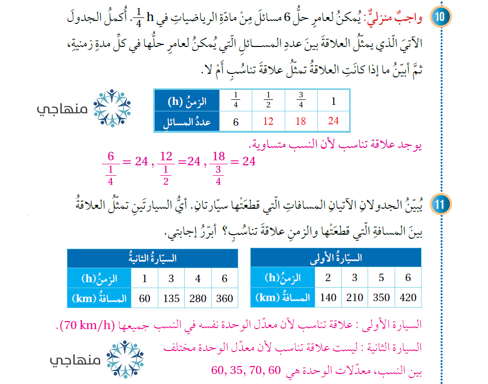 العلاقات التناسبية